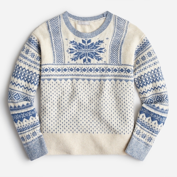 J Crew Fair Isle snowflake crewneck in Supersoft yarn BM232 Large XL - Picture 2 of 11